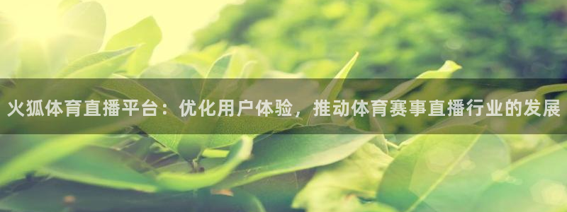 火狐体育直播平台：优化用户体验，推动体育赛事直播行业的发展
